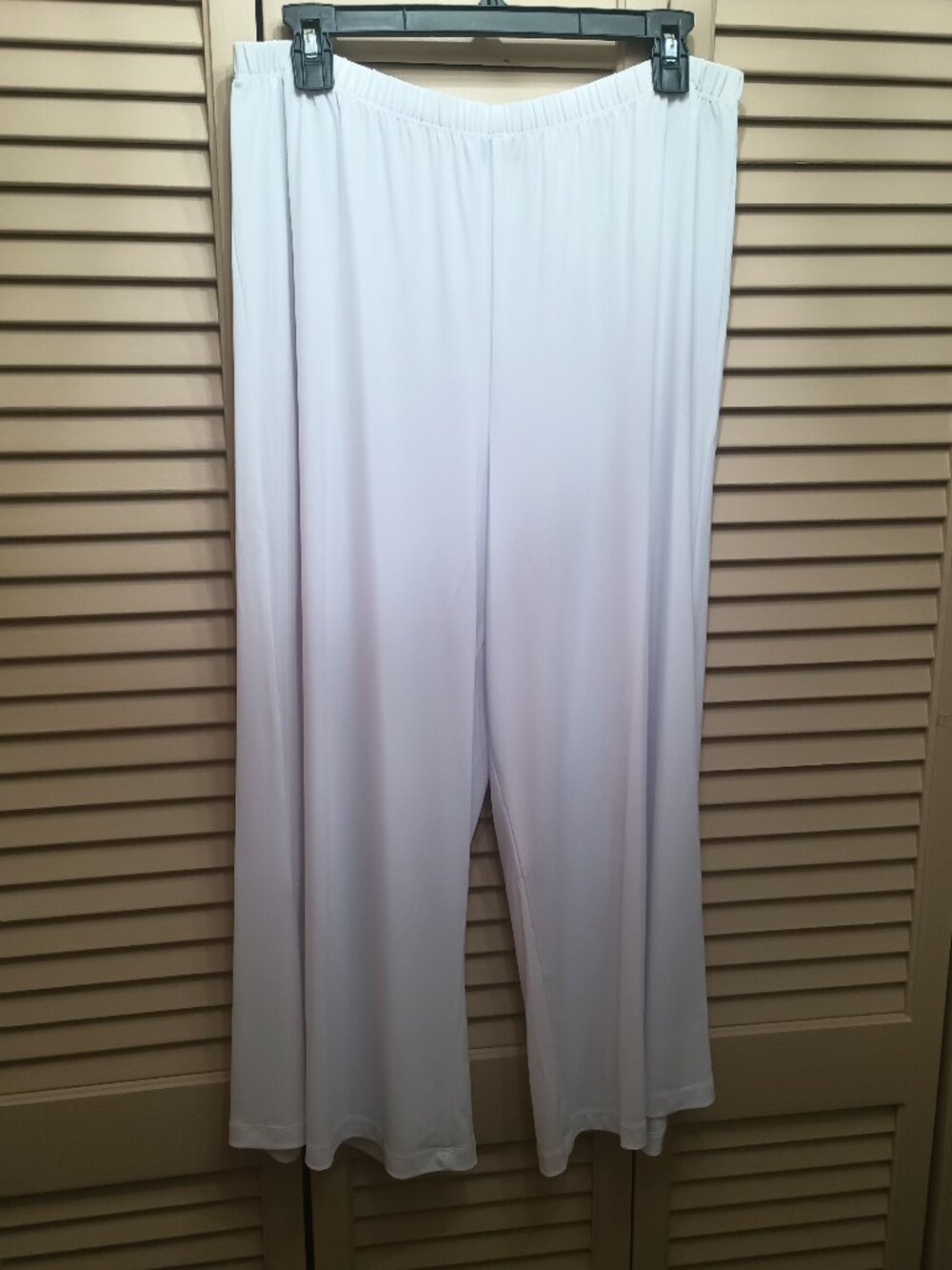 Slinky Brand Wide Leg White Elastic Waistband Palazzo Pants Sz L